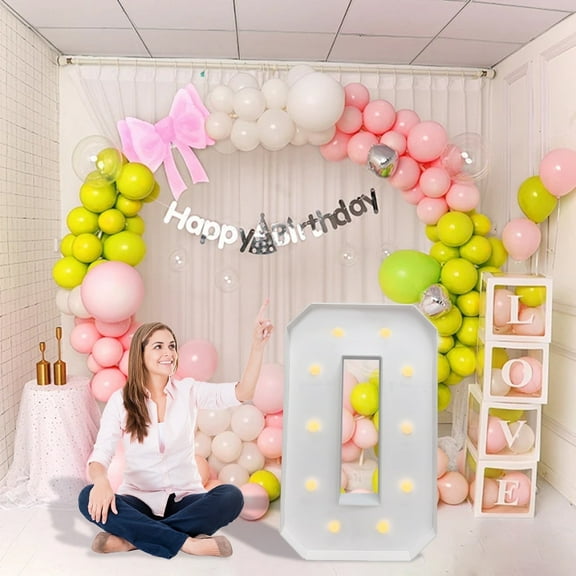 ZFUNBO 3FT Light Up Marquee Numbers Warm White LED Large Lighted 0 For Birthday Decoration Giant Mosaic Light Up Number Anniversary Party Wedding Decoration