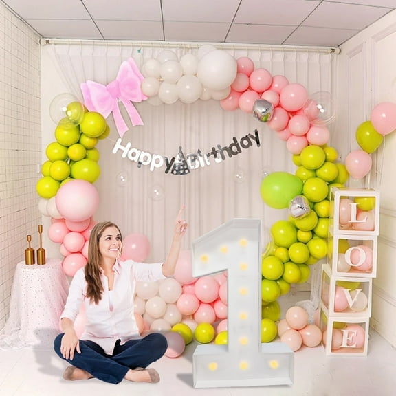 ZFUNBO 3FT Light Up Marquee Numbers, Warm LED Large Lighted Marquee 0 for 10st 20th 30st Birthday Decoration, Giant Mosaic Light up Number Balloons Anniversary Party Wedding Decoration