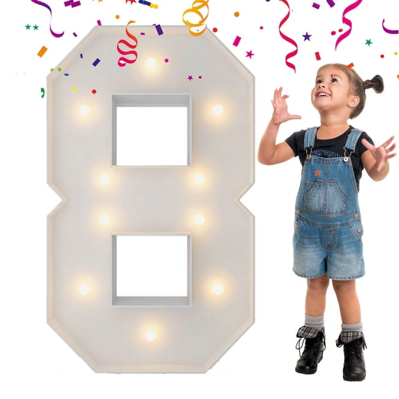 3FT Light Up Numbers Letters, Mosaic Numbers for Balloons, Giant Mosaic Balloon Number 8 for Happy 18th Birthday Decorations, 80th Birthday Decor for Women Men, Anniversary Decor