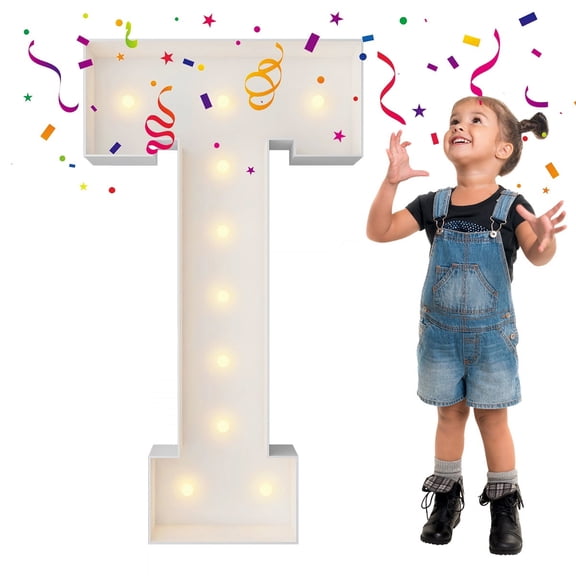 3FT Marquee Light Up Letters, Large Marquee Letters, Mosaic Balloon Frame Letters Big Letters For Engagement Wedding Decorations Birthday Party Backdrop Decor, Balloon Arch Kit Letter T