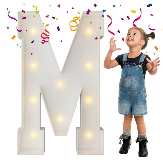 3FT Marquee Light Up Letters, Large Marquee Letters, Mosaic Balloon Frame Letters Big Letters For Engagement Wedding Decorations Birthday Party Backdrop Decor, Balloon Arch Kit Letter M