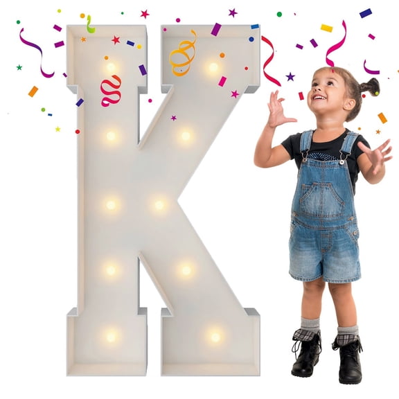 3FT Marquee Light Up Letters, Large Marquee Letters, Mosaic Balloon Frame Letters Big Letters For Engagement Wedding Decorations Birthday Party Backdrop Decor, Balloon Arch Kit Letter K