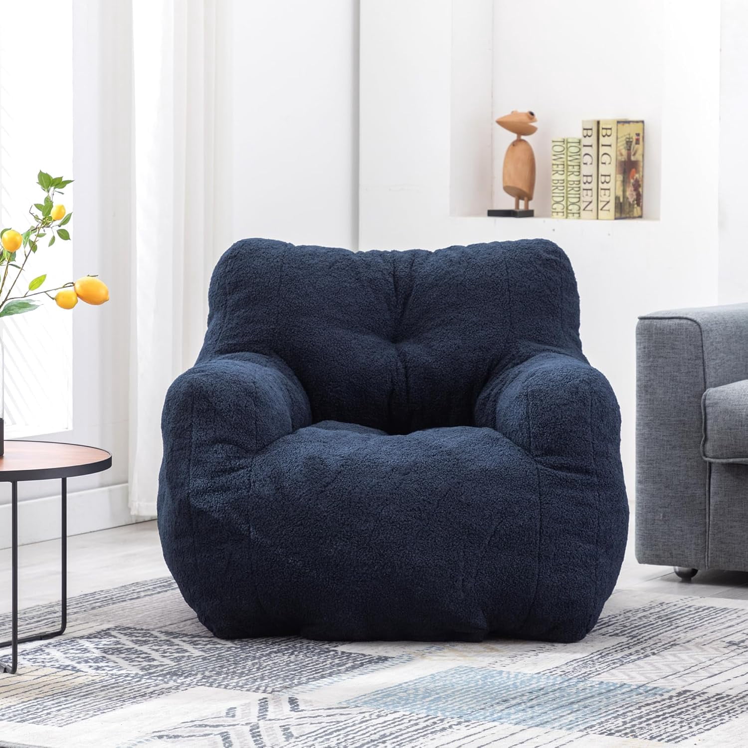 3FT Medium Bean Bag Chair with Filler, Comfy Soft Teddy Accent Chair Lounger Sofa Giant Bean Bag Chairs for Adults, Teens, Kids - Gift Choice, Blue