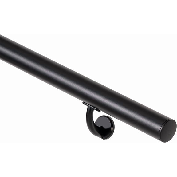 3FT Modern Aluminum Handrail Set, handrails for Indoor Stairs,Deck,Slope, wall Mounted Staircase handrails, Zink Alloy Brackets Included,Rust Free. (Matte Black, 3 FT)