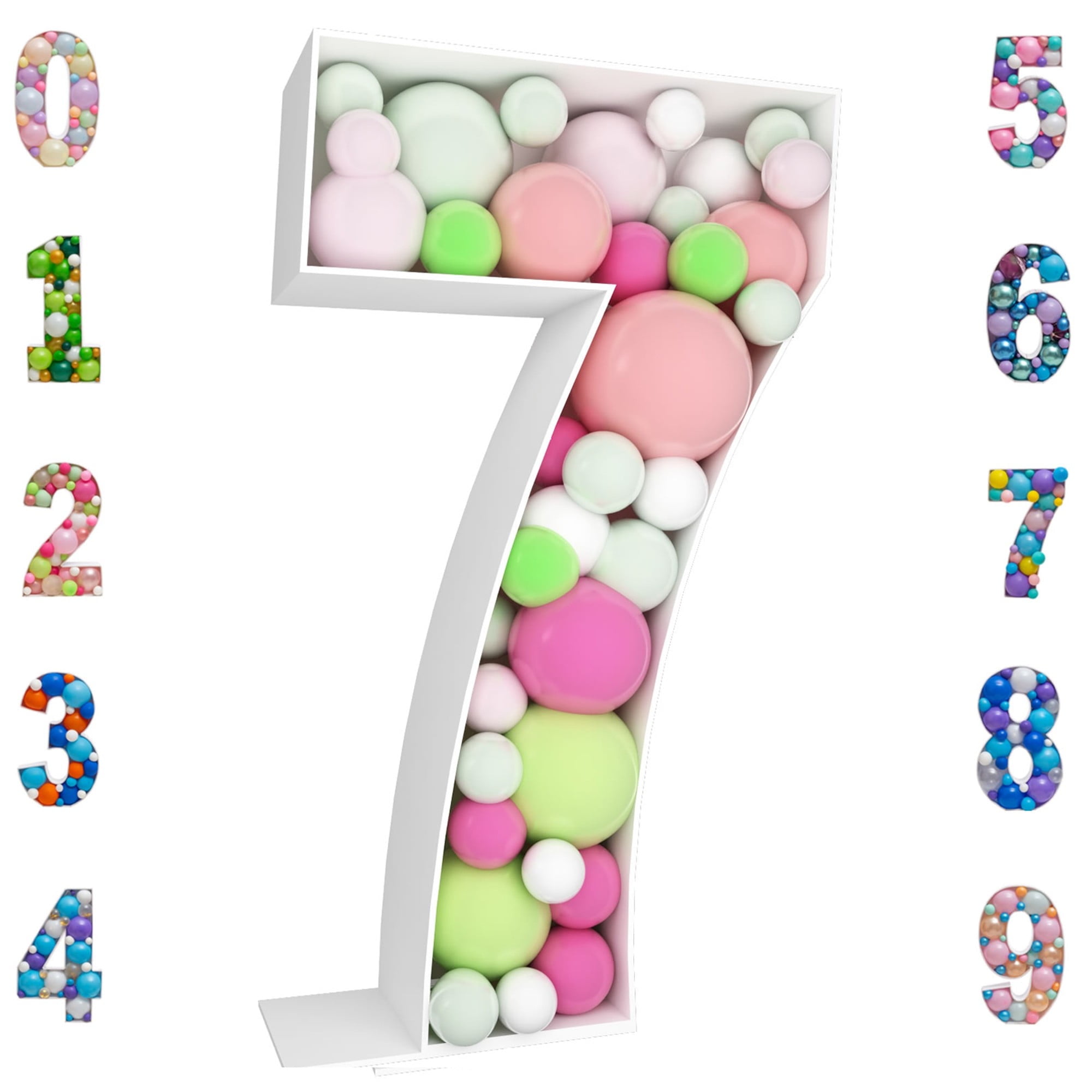 JoyBox Design, 3FT Mosaic Balloon Frame, Large Marquee Number 7, DIY ...