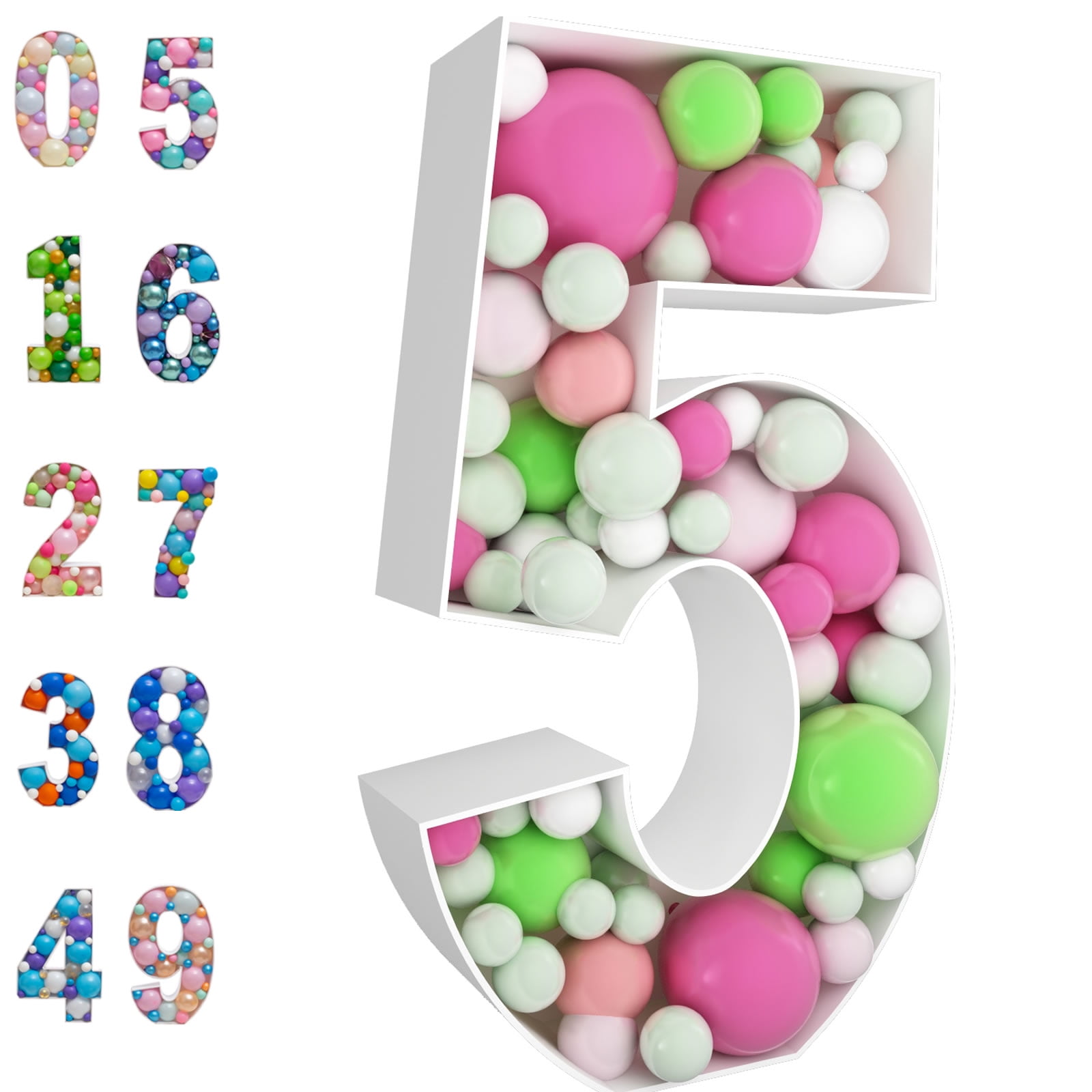 5FT Mosaic Number for Balloons, Giant Mosaic Balloon Frame for Party Decor,  Marquee Light up Number, Large Cardboard Number Letters for Birthday Party  decoration, Balloon Art Kits Number Balloon 2 