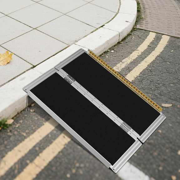 3FT Portable Wheelchair Ramp with Load-Reducing Shoulder Strap, Foldable Aluminum Ramp for Home Steps, Stairs, 800lbs Capacity Non-Slip Handicap Ramp