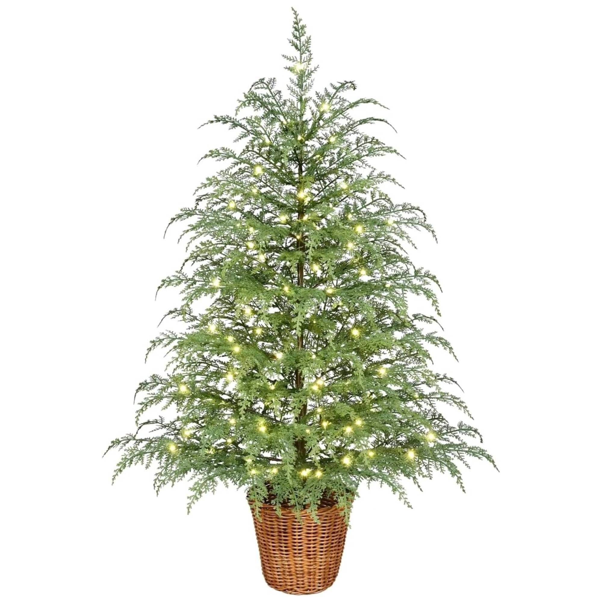 3ft Sign Post 3FT Prelit Artificial Cedar Christmas Tree with 100LED Lights, Faux ...
