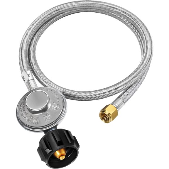 3FT Regulator with Hose, Low- Regulator Hose Gas Grill for Weber Gas Grills, Grills, Heaters, Fire Pits, and - 3/8" Female Flare Nut