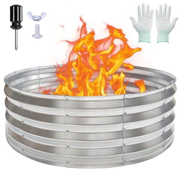 3FT Round Fire Pit Ring Galvanized Steel Outdoor Bonfire Camping