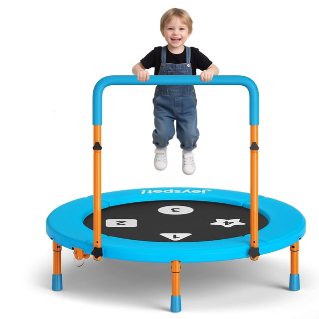3FT Toddler Trampoline with Adjustable Handlebar, 36" Foldable & Spring ...