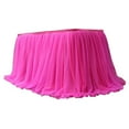 thumbnail image 1 of 3FT Tulle Table Skirt, 2-Layer Tablecloth for Rectangle Tables or Round Tables Ruffle Tutu Table Skirts Desk Skirt For Wedding Birthday Party Cake Dessert Table Decorations, L3.2ft*H2.6ft, Multicolor, 1 of 5