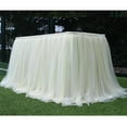 thumbnail image 1 of 3FT Tulle Table Skirt, 2-Layer Tablecloth for Rectangle Tables or Round Tables Ruffle Tutu Table Skirts Desk Skirt For Wedding Birthday Party Cake Dessert Table Decorations, L3.2ft*H2.6ft, Multicolor, 1 of 4