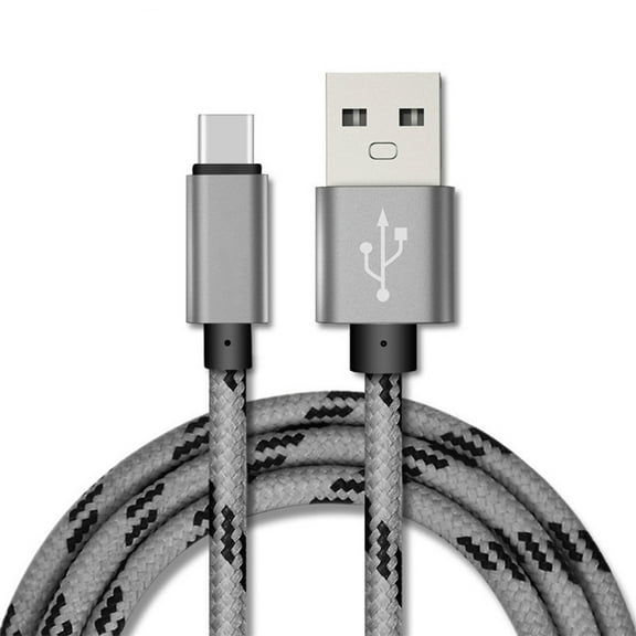 3FT USB Type C Cable, Fast Charger, USB-A to USB-C Charging Cord, Nylon Braided, Compatible with Samsung Galaxy S23, S22, S21, S20, S10, S9, S8, Note20 10 9 8, Universal USB-C Charger, Gray