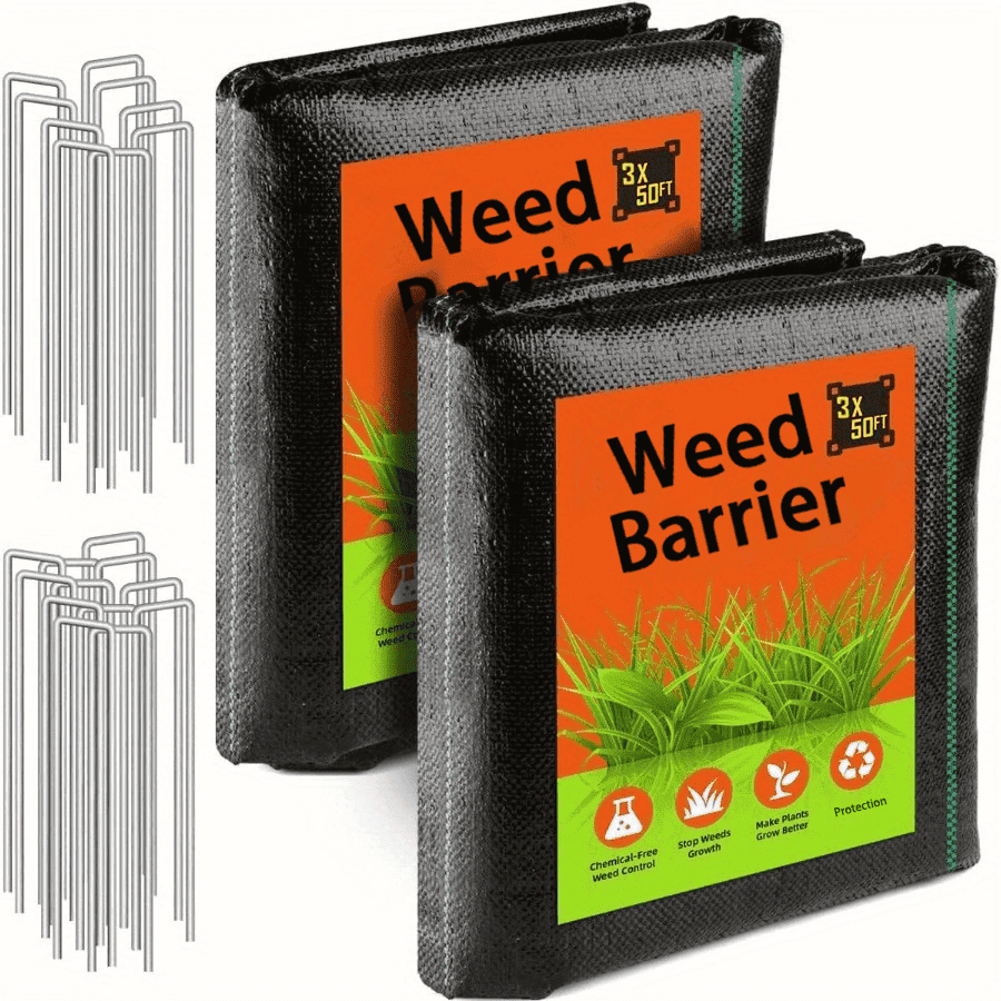 3FT x 100FT Weed Barrier Landscape Fabric, 3.2oz Premium Heavy Duty Garden Cloth, Ground Cover for Gardening, Farming with 30 U-Shaped Securing Pegs
