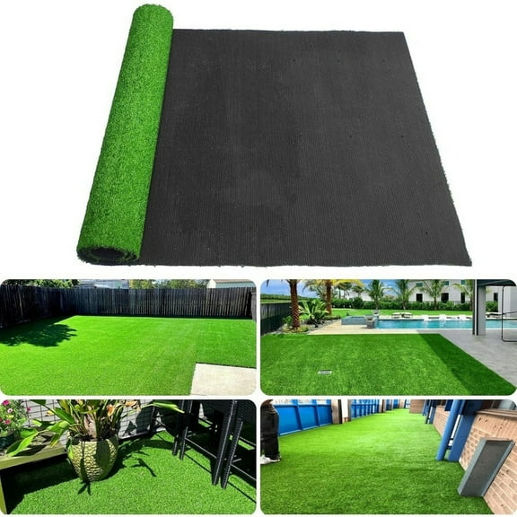 3FT x 16FT Thick Artificial Turf Mat with Rubber Backing, Outdoor Carpet for Pet Lawn with Drainage Holes for Efficient Water Drainage and Indoor - Grass Height 0.6 "