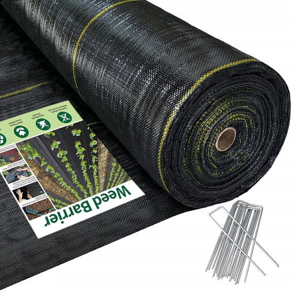 3FTX100FT Black Professional Landscape Fabric Weed Barrier Ground Cover 70 Gram Heavy Duty Woven Polypropylene for Under Mulch Rock Gravel Garden Beds Patios Walkways Driveways