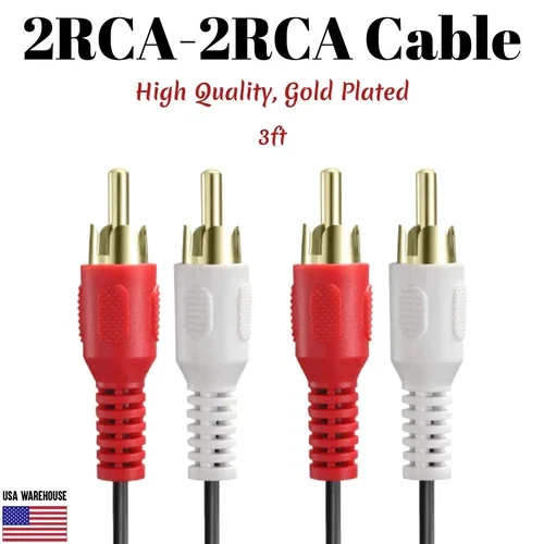 3Ft Audio 2Rca Male To 2Rca Male Cable 2 Rca Stereo Red White Aux 2 Rca Wire