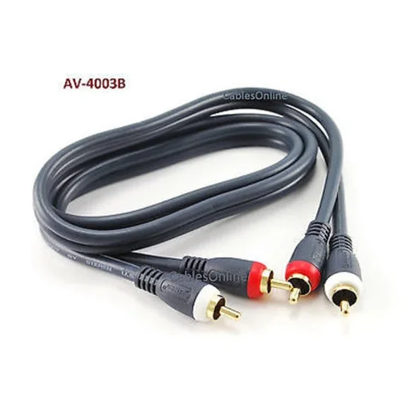3Ft High Quality Python 2-Rca Male To Male Audio Cable, Cablesonline Av-4003B