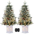 thumbnail image 1 of 3Ft Pre-Lit Christmas Tree with 78 LED Lights,Snowflake Base Battery Powered Timer Function,Mini Winter Holiday Decor for Home and Office, 1 of 9