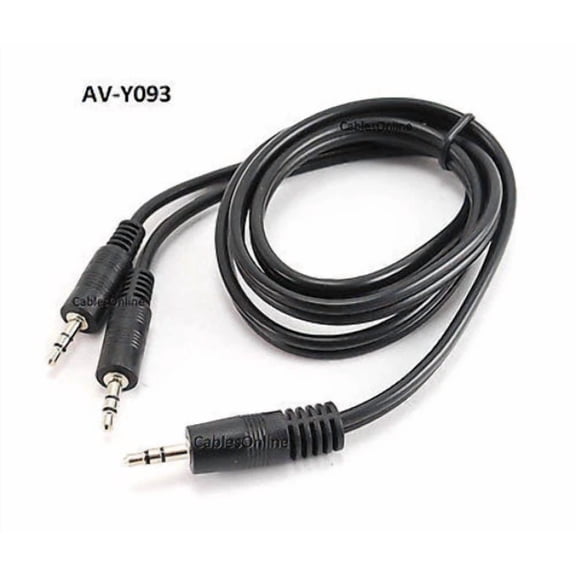 3Ft Stereo 3.5Mm Male To Dual 3.5Mm Stereo Male Y-Splitter Audio Cable, Av-Y093