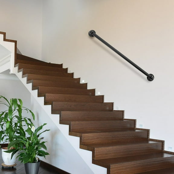 3Ft Wall-Mounted Handrail Stairs Metal Railing Indoor Outdoor Wall Balustrade