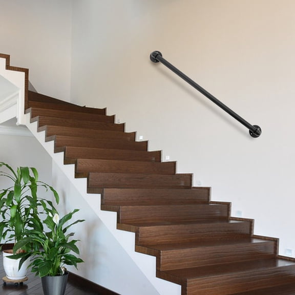 3Ft Wall-Mounted Handrail Stairs Metal Railing Indoor Outdoor Wall Balustrade