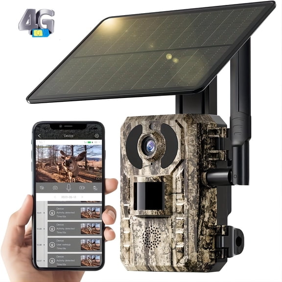 3G/4G LTE Trail Camera with 4K Live View, APP Live Streaming & Playback, 0.2s Trigger Speed, Auto HD Night Vision, Built-in SIM Card & Compatible Solar Panel