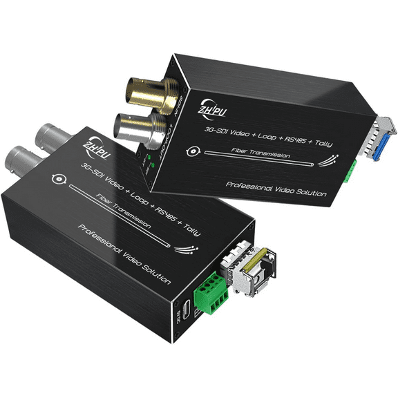 3G SDI Fiber Extender 1080P&60HZ, Mini Converter Optical Fiber Include SFP Module, Long Transmission Up to 20 km with RS485 Tally Loop Output