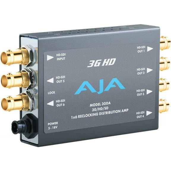 AJA 3GDA 1x6 3G/HD/SD Reclocking Distribution Amplifier