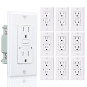 3GRACE 15A GFCI Outlet, Tamper Resistant Self-Test GFI Receptacle, LED Indicator, Includes Wall Plate & Screws, UL Listed, White, 10-Pack