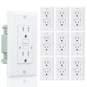 3GRACE 15A GFCI Outlet, Tamper Resistant Self-Test GFI Receptacle, LED Indicator, Includes Wall Plate & Screws, UL Listed, White, 10-Pack