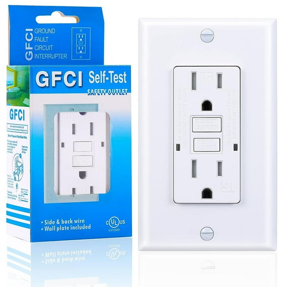 3GRACE 15 Amp GFCI Outlet, Tamper-Resistant GFI Receptacle with LED Indicator, Self-Test Ground Fault Circuit Interrupter, Decorator Wall Plates and Screws Included, UL Listed, White (1 pack)