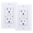 thumbnail image 1 of 3GRACE 20 Amp GFCI Outlet, Tamper-Resistant GFI Receptacle with LED Indicator, Self-Test Ground Fault Circuit Interrupter, Decorator Wall Plates and Screws Included, UL Listed, White (2 Pack), 1 of 7
