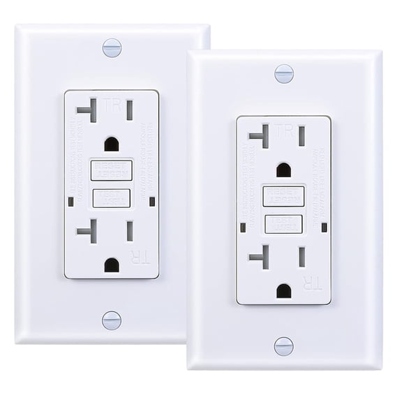 3GRACE 20 Amp GFCI Outlet, Tamper-Resistant GFI Receptacle with LED Indicator, Self-Test Ground Fault Circuit Interrupter, Decorator Wall Plates and Screws Included, UL Listed, White (2 Pack)
