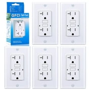 3GRACE 20 Amp GFCI Outlet, Tamper-Resistant GFI Receptacle with LED Indicator, Self-Test Ground Fault Circuit Interrupter, Decorator Wall Plates and Screws Included, UL Listed, White (5 Pack)