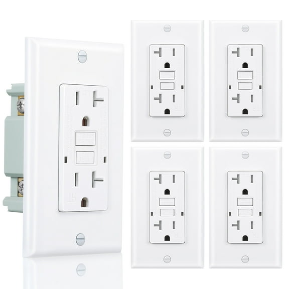 3GRACE 20 Amp GFCI Outlet, Tamper-Resistant GFI Receptacle with LED Indicator, Self-Test Ground Fault Circuit Interrupter, Decorator Wall Plates and Screws Included, UL Listed, White (5 Pack)