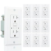 3GRACE 20 Amp GFCI Outlet, Tamper-Resistant GFI Receptacle with LED Indicator, Self-Test Ground Fault Circuit Interrupter, Decorator Wall Plates and Screws Included, UL Listed, White 10 Pack