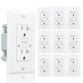 3GRACE 20 Amp GFCI Outlet, Tamper-Resistant GFI Receptacle with LED Indicator, Self-Test Ground Fault Circuit Interrupter, Decorator Wall Plates and Screws Included, UL Listed, White (10 Pack)