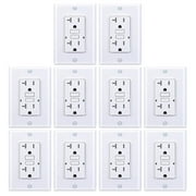 3GRACE 20 Amp GFCI Outlet, Tamper-Resistant GFI Receptacle with LED Indicator, Self-Test Ground Fault Circuit Interrupter, Decorator Wall Plates and Screws Included, UL Listed, White (10 Pack)