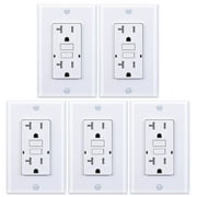 3GRACE 20 Amp GFCI Outlet, Tamper-Resistant, Weather Resistant Receptacle Indoor or Outdoor Use, LED Indicator with Decor Wall Plates and Screws，UL Listed, White (5 Pack)