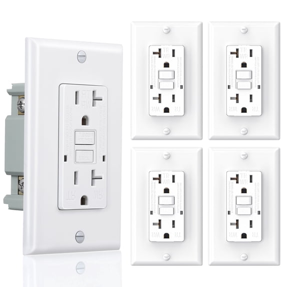 3GRACE 20 Amp GFCI Outlet with LED Indicator, Tamper and Weather Resistant Receptacle for Indoor and Outdoor Use, UL Listed, White, 5 Pack