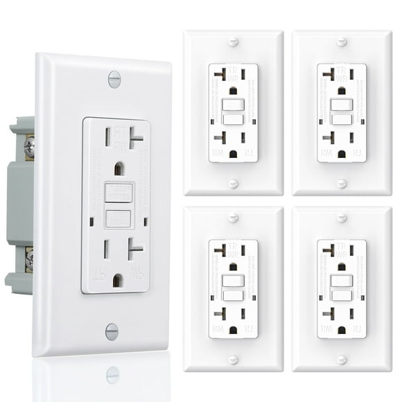 3GRACE 20 Amp GFCI Outlet, Tamper-Resistant, Weather Resistant Receptacle Indoor or Outdoor Use, LED Indicator with Decor Wall Plates and Screws，UL Listed, White (5 Pack)