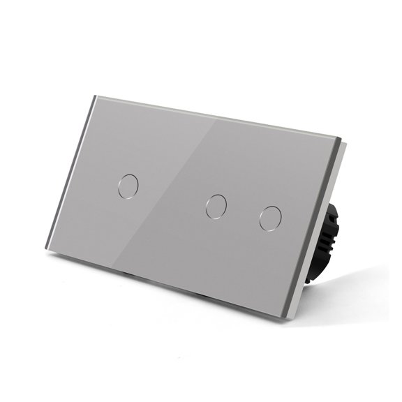 3Gang 1way LED Touch Switch 2Gang Wall Light Switch Crystal Class 1Gang Switch Waterproof Backlight Sensor On/Off Switches ,Easy to Installation