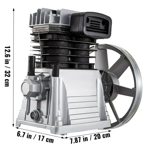 3HP 11CFM Air Compressor Head Pump, 1300RPM High-Speed Single Stage Twin Cylinder - Aluminum Piston Splash Lubrication