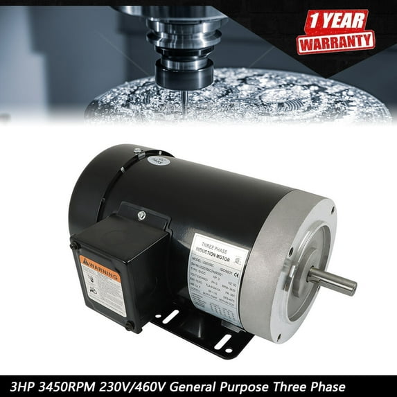 3HP 3450RPM 230V/460V General Purpose Three Phase Motor CW/CCW TEFC ...