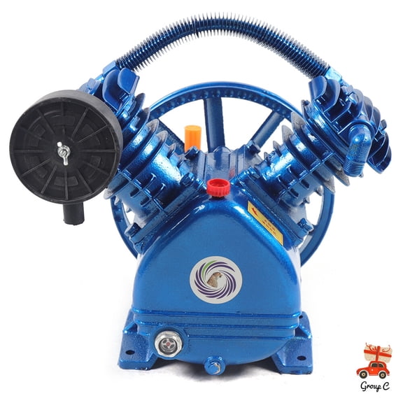 3HP Air Compressor Pump Replacement 175PSI 11.8CFM V-Type Twin Cylinder Air Compressor Pump Head Single Stage Air Compressor Pump Piston Style Splash Lubrication Pump