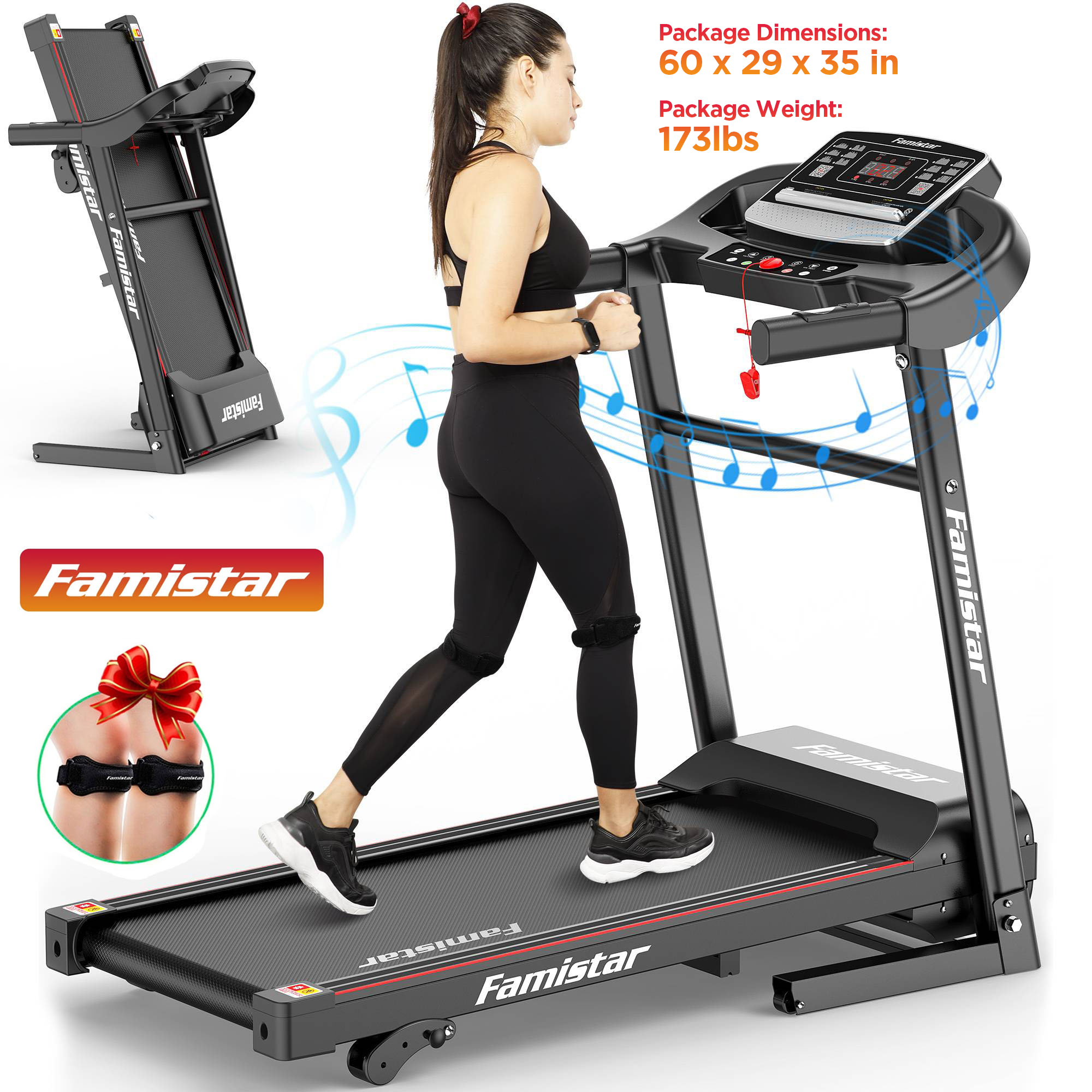 3HP Foldable Treadmill with 300lb Capacity & Incline, Portable ...