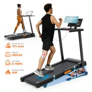 3HP Foldable Treadmill with 12-Level Auto Incline, 8.7MPH Max Speed, Dprodo Foldable Eltreadmill for Home Gyms, Running & Walking