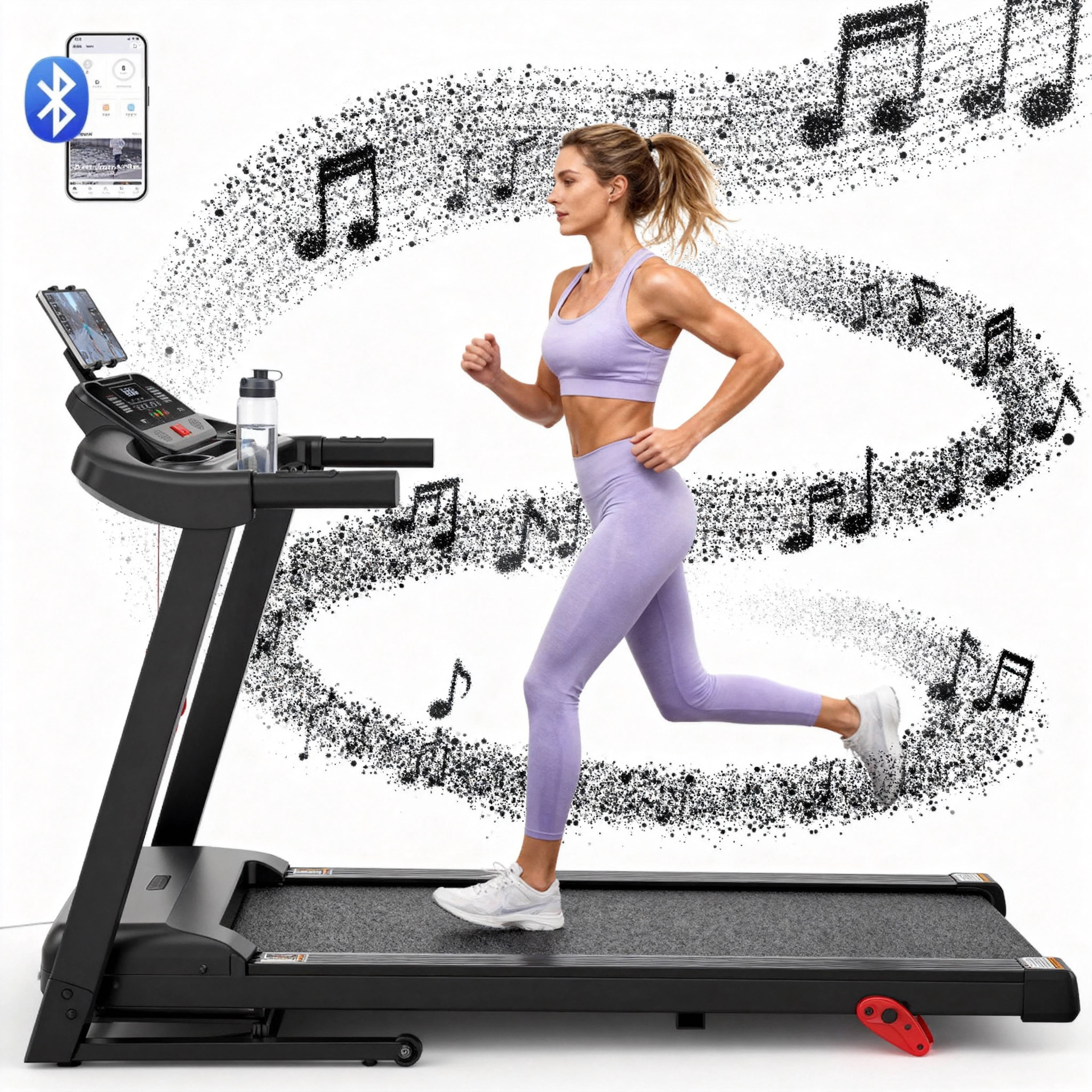 3HP Folding Treadmill for Home, 3-Level Incline, 7.5 MPH, 71 Programs, FREE Courses & APP Control, LED Display, Heart Rate Monitor, 300 lbs Capacity, Jogging walking treadmill